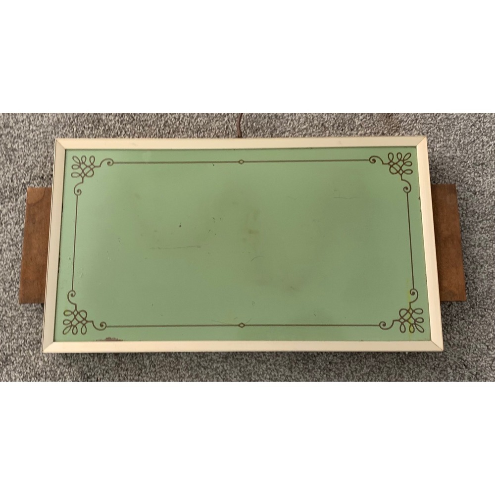 Cornwall Electric Tray teak Green Vintage Retro Cottage Boho Minimalist  Rare